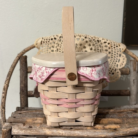 LONGABERGER 2001 BREAST CANCER HORIZON OF HOPE BASKET W/Hexagon Wood Top & Liner - Picture 3 of 17